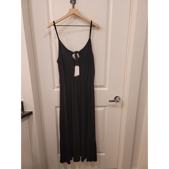 Loveappella Black Maxi Dress with tie front - Picture 6 of 9